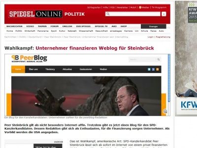 Bild zum Artikel: Wahlkampf: Unternehmer finanzieren Weblog für Steinbrück