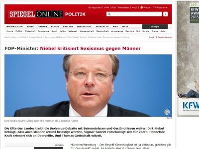 Bild zum Artikel: FDP-Minister Niebel: Auch Männer sind Sexismus-Opfer