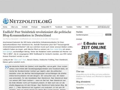 Bild zum Artikel: Endlich! Peer Steinbrück revolutioniert die politische Blog-Kommunikation in Deutschland