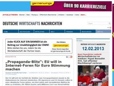 Bild zum Artikel: „Propaganda-Blitz“: EU will in Internet-Foren für Euro Stimmung machen