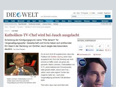 Bild zum Artikel: Late Night: Katholiken-TV-Chef wird bei Jauch ausgelacht