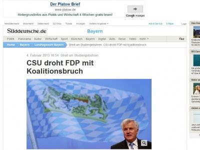 Bild zum Artikel: Streit um Studiengebühren: CSU droht FDP mit Koalitionsbruch