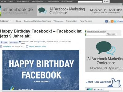 Bild zum Artikel: Happy Birthday Facebook! – Facebook ist jetzt 9 Jahre alt!