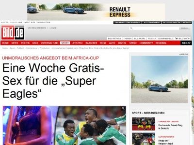 Bild zum Artikel: Bei Afrika-Cup-Sieg - Gratis-Sex für Nigerias Nationalelf