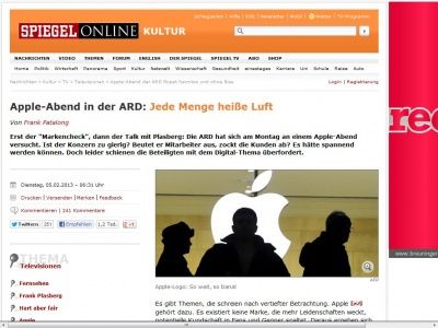 Bild zum Artikel: Apple-Abend in der ARD: Jede Menge heiße Luft