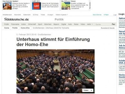 Bild zum Artikel: Großbritannien: Unterhaus stimmt für Einführung der Homo-Ehe
