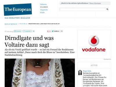 Bild zum Artikel: Reaktionen nach „Dann mach doch die Bluse zu“: Dirndlgate und was Voltaire dazu sagt