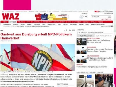 Bild zum Artikel: NPD: Gastwirt aus Duisburg erteilt NPD-Politikern Hausverbot