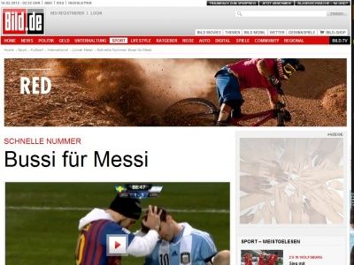 Bild zum Artikel: Schnelle Nummer - Bussi für Messi