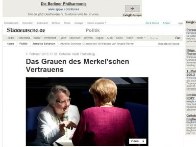 Bild zum Artikel: Schavan nach Titelentzug: Das Grauen des Merkel'schen Vertrauens