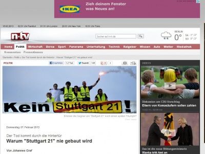 Bild zum Artikel: Der Tod kommt durch die Hintertür: Warum 'Stuttgart 21' nie gebaut wird