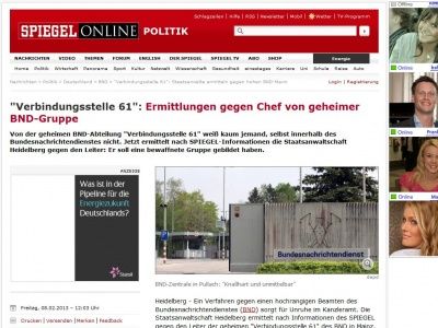 Bild zum Artikel: 'Verbindungsstelle 61': Staatsanwälte ermitteln gegen Chef von geheimer BND-Gruppe