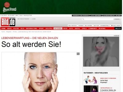 Bild zum Artikel: Lebenserwartung - So alt werden Sie!