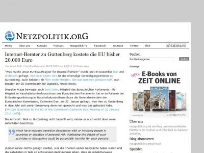 Bild zum Artikel: Internet-Berater zu Guttenberg kostete die EU bisher 20.000 Euro