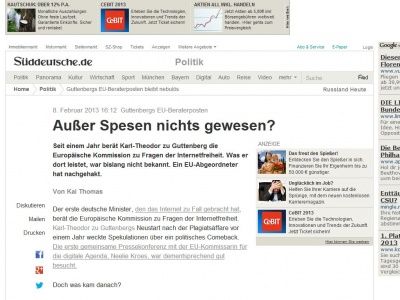 Bild zum Artikel: Guttenbergs EU-Beraterposten: Außer Spesen nichts gewesen?