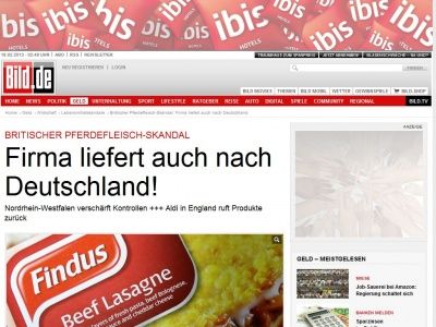 Bild zum Artikel: Pferdefleisch-Skandal - Firma liefert auch nach Deutschland!