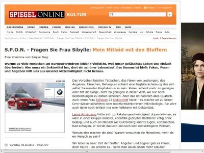 Bild zum Artikel: S.P.O.N. - Fragen Sie Frau Sibylle: Mein Mitleid mit den Bluffern