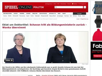 Bild zum Artikel: Eklat um Doktortitel: Schavan tritt als Bildungsministerin zurück - Wanka übernimmt