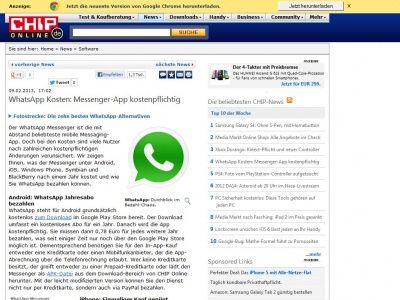 Bild zum Artikel: WhatsApp Kosten: Messenger-Abo bezahlen