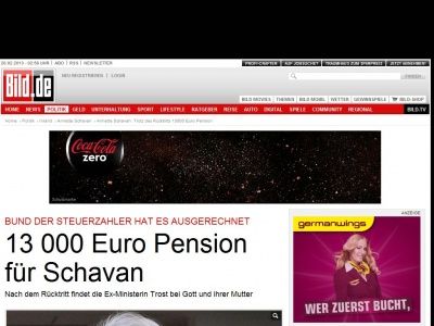 Bild zum Artikel: Nach dem Rücktritt - 13 000 Euro Pension für Schavan