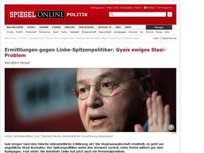 Bild zum Artikel: Ermittlungen gegen Linke-Spitzenpolitiker: Gysis ewiges Stasi-Problem