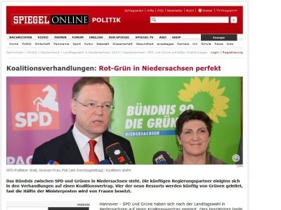 Bild zum Artikel: Koalitionsverhandlungen: Rot-Grün in Niedersachsen perfekt