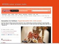 Bild zum Artikel: Papst Benedikt XVI. tritt zurück