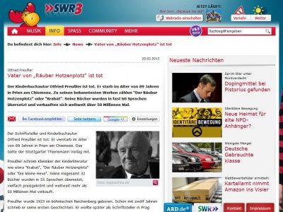 Bild zum Artikel: Vater von „Räuber Hotzenplotz“ ist tot