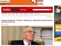 Bild zum Artikel: Italiens Präsident: Clowns-Äußerung - Napolitano sagt Gespräch mit Steinbrück ab