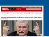 Bild zum Artikel: Friedensnobelpreisträger: Walesa will Homosexuelle hinter Mauer verbannen