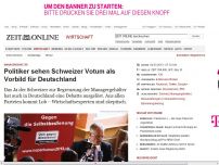 Bild zum Artikel: Managergehälter: 
			  Politiker sehen Schweizer Votum als Vorbild für Deutschland
