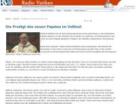 Bild zum Artikel: Die Predigt des neuen Papstes im Volltext