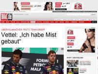Bild zum Artikel: Team-Order missachtet - Vettel: „Ich habe Mist gebaut“