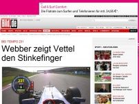 Bild zum Artikel: Bei Tempo 231 - Webber zeigt Vettel den Stinkefinger