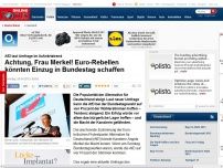 Bild zum Artikel: AfD laut Umfrage im Aufwärtstrend - Achtung, Frau Merkel! Euro-Rebellen könnten Einzug in Bundestag schaffen