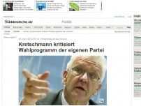 Bild zum Artikel: Ermahnung an die Grünen: Kretschmann kritisiert Wahlprogramm der eigenen Partei