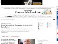 Bild zum Artikel: Euro-Kritiker Hans-Werner Sinn distanziert sich von der Anti-Euro-Partei