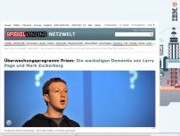 Bild zum Artikel: Überwachungsprogramm Prism: Die wackeligen Dementis von Larry Page und Mark Zuckerberg