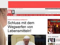 Bild zum Artikel: Papst Franziskus ermahnt - Schluss mit dem Wegwerfen von Lebensmitteln!