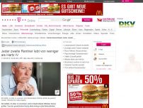 Bild zum Artikel: Rente Deutschland: Jeder zweite Rentner lebt von weniger als Hartz IV