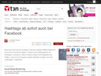 Bild zum Artikel: Hashtags ab sofort auch bei Facebook