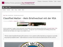 Bild zum Artikel: Classified Matter – Mein Briefwechsel mit der NSA