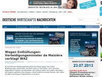 Bild zum Artikel: Wegen Enthüllungen: Verteidigungsminister de Maizière verklagt WAZ