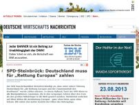 Bild zum Artikel: SPD-Steinbrück: Deutschland muss für „Rettung Europas“ zahlen