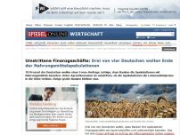 Bild zum Artikel: Umstrittene Finanzgeschäfte: Drei von vier Deutschen wollen Ende der Nahrungsmittelspekulationen