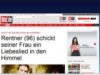 Bild zum Artikel: Fred Stobaugh (96) - Er schickt seiner Frau Liebeslied in den Himmel