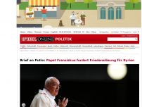 Bild zum Artikel: Brief an Putin: Papst Franziskus fordert Friedenslösung für Syrien