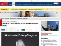 Bild zum Artikel: „Interview ohne Worte“ - Steinbrück zeigt seinen Kritikern den Stinkefinger