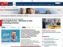 Bild zum Artikel: Mit Protestwählern über 5-Prozent-Hürde - Meinungsforscher: AfD kann in Bundestag kommen