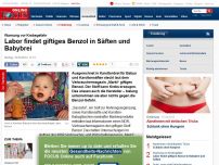 Bild zum Artikel: Warnung vor Krebsgefahr - Labor findet giftiges Benzol in Säften und Babybrei